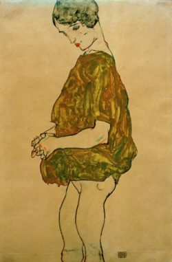 Egon Schiele "Stehende mit gefalteten Händen" 31 x 48 cm