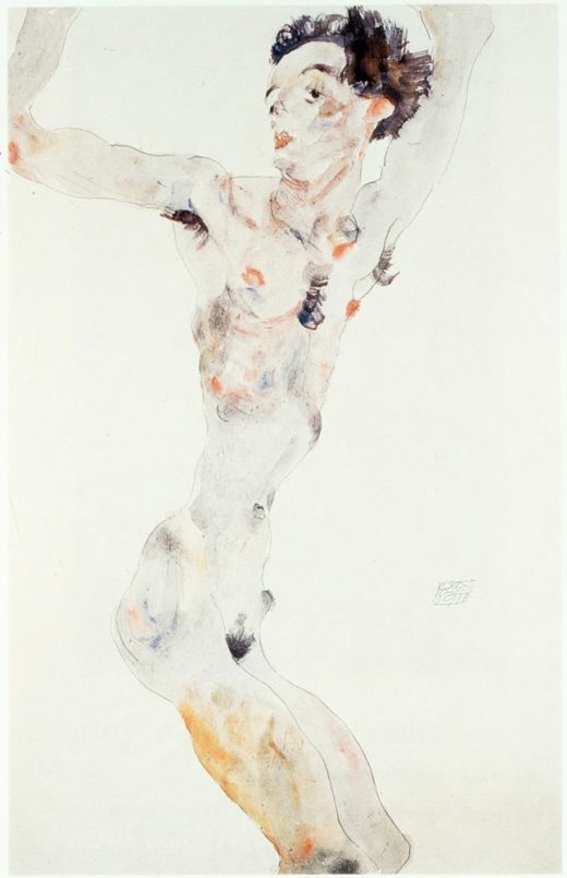 Egon Schiele „Männlicher Akt Selbstbildnis“ 32 x 49 cm 1