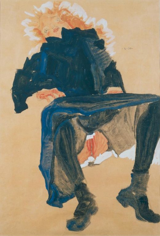 Egon Schiele „Sitzende mit aufgehobenem blauen Rock“ 32 x 45 cm 1