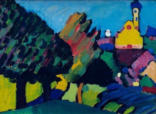 Wassily Kandinsky „Murnau Herbstliche Landschaft Mit Kirche“ 44 x 33 cm 1