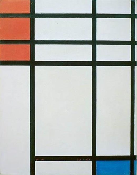Piet Mondrian „Komposition in Rot Blau und Weiß“ 43 x 33 cm 1