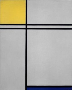 Piet Mondrian "Komposition mit Gelb Blau und Doppellinie" 41 x 33 cm
