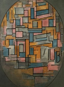 Piet Mondrian "Komposition im Oval mit Farbflächen" 113 x 84 cm