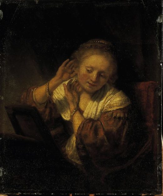 Rembrandt “Junge-Frau-sich-mit-Ohrringen-schmückend“ 39.5 x 32