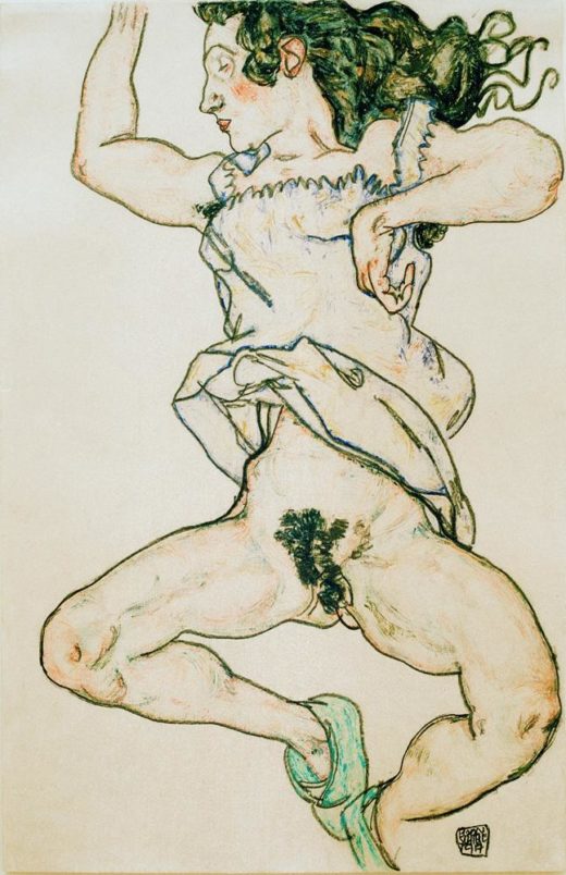 Egon Schiele „Liegende Frau mit Hausschuhen“ 30 x 46 cm 1