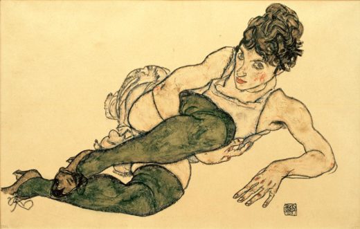Egon Schiele „Liegende Frau mit grünen Strümpfen“ 46 x 30 cm 1