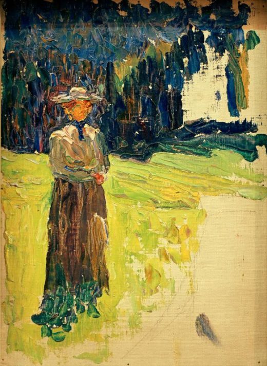 Wassily Kandinsky „Kochel Stehende Dame Am Waldrand“ 24 x 33 cm 1