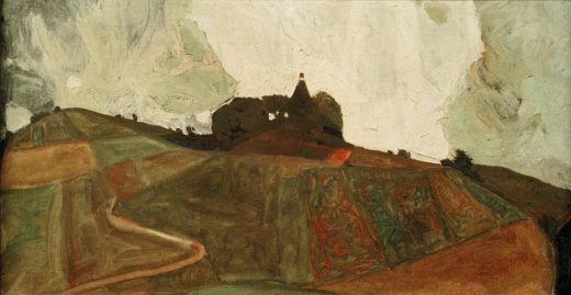 Egon Schiele „Gewitterberg Kapelle auf dem Kreuzberg bei Krumau“ 66 x 36 cm 1