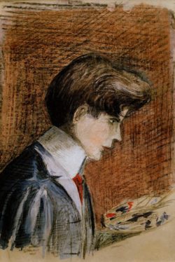 Egon Schiele "Selbstbildnis mit Palette" 16 x 25 cm