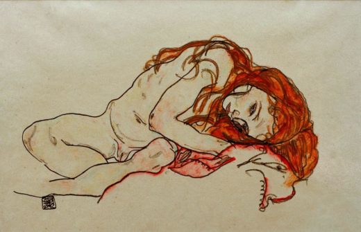 Egon Schiele „Kauerndes Mädchen mit gesenktem Kopf“ 46 x 29 cm 1