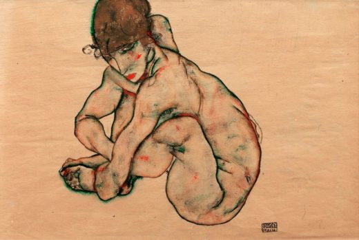 Egon Schiele „Kauernder Mädchenakt“ 48 x 31 cm 1