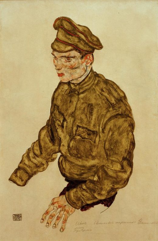 Egon Schiele „Kriegsgefangener russischer Offizier“ 31 x 47 cm 1