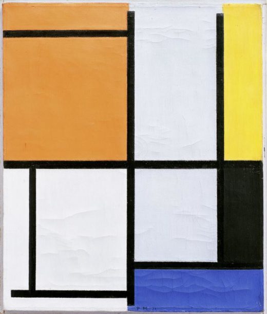 Piet Mondrian „Tableau mit Orange Gelb Schwarz Blau und Grau“ 49 x 41 cm 1