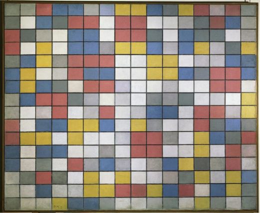 Piet Mondrian „Komposition mit Gitter Schachbrett mit hellen Farben“ 86 x 106 cm 1