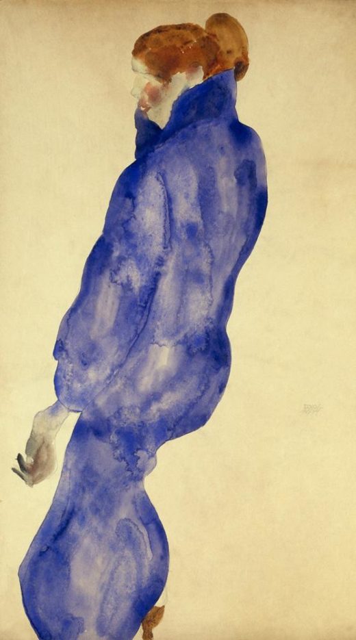 Egon Schiele „Frau in einem blauen Kleid“ 29 x 48 cm 1