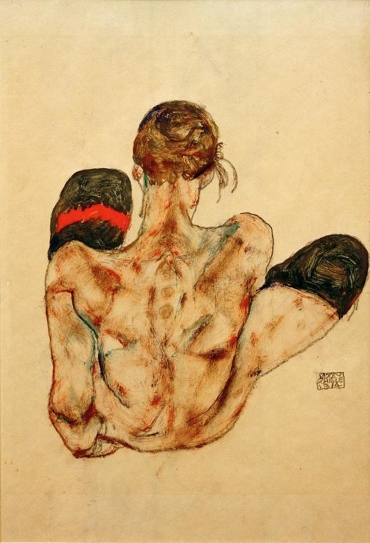 Egon Schiele „Sitzender weiblicher Rückenakt“ 30 x 44 cm 1