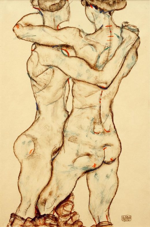 Egon Schiele „Sich umarmende Mädchenakte“ 31 x 48 cm 1