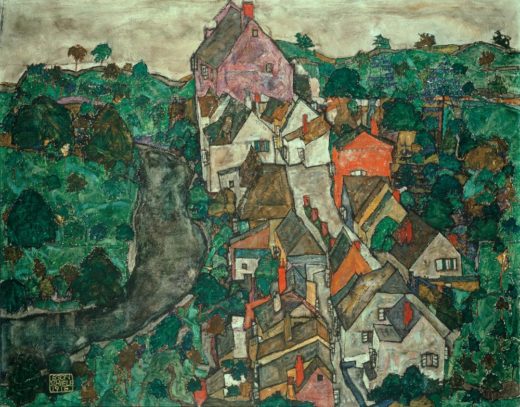 Egon Schiele „Krumauer Landschaft Stadt und Fluss“ 141 x 111 cm 1