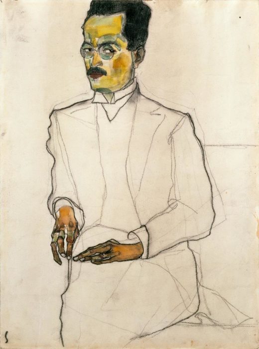Egon Schiele „Porträt eines Herren Zeichnung“ 29 x 40 cm 1