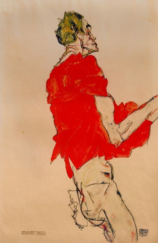 Egon Schiele „Stehender Mann mit rotem Tuch“ 32 x 48 cm 1