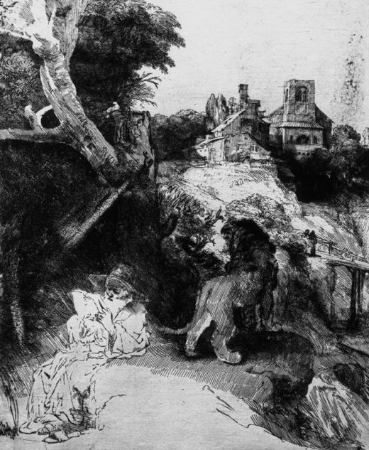 Rembrandt “Der-heilige-Hieronymus-in-bergiger-Landschaft“ 26 x 20