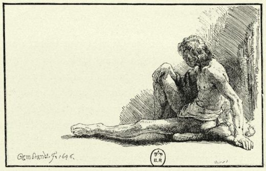 Rembrandt “Männlicher-Akt-am-Boden-sitzend“ 97 x 16