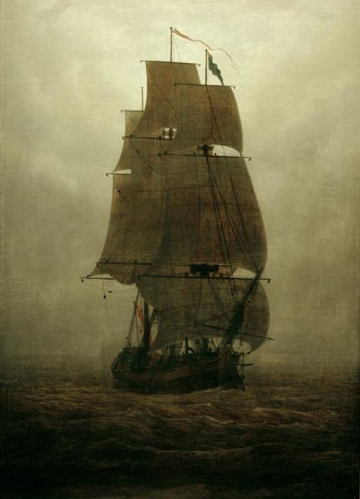 Caspar David Friedrich „Segelschiff im Nebel“  51 x 72 cm 1