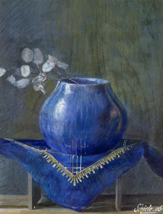 Egon Schiele „Stillleben eines Silberblattes in blauer Vase“ 31 x 40 cm 1