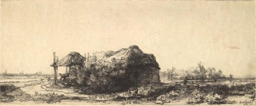 Rembrandt “Die-Hütte-und-der-Heuschober“ 12