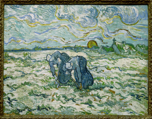 Vincent van Gogh “Zwei grabende Baeuerinnen auf schneebedecktem Feld” (Grabende) 49,3 x 64 cm 1