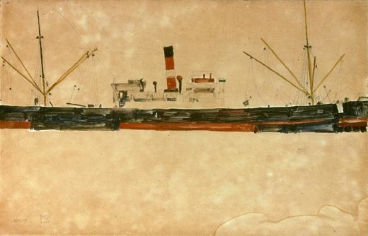 Egon Schiele „Schiffe im Hafen von Triest“ 48 x 31 cm 1