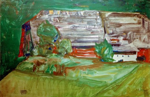 Egon Schiele „Bauernhaus in Landschaft“ 46 x 30 cm 1