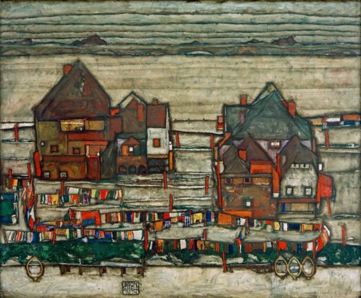 Egon Schiele „Häuser mit bunter Wäsche Vorstadt 2“ 121 x 99 cm 1