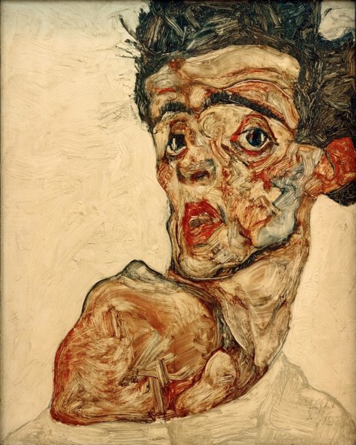 Egon Schiele „Selbstbildnis mit hochgezogener nackter Schulter“ 34 x 42 cm 1