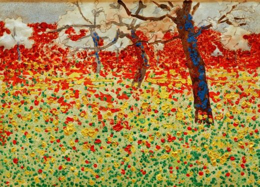 Egon Schiele „Blumenwiese mit Bäumen“ 40 x 29 cm 1