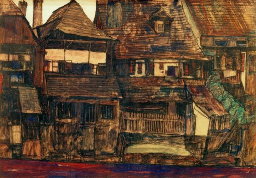 Egon Schiele „Häuser an der Moldau in Krumau“ 45 x 31 cm 1