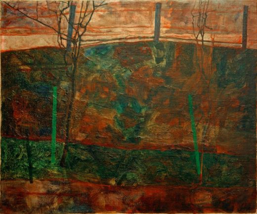 Egon Schiele „Landschaft mit rotem Himmel“ 83 x 70 cm 1