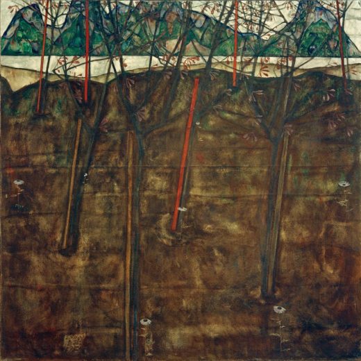 Egon Schiele „Vorfrühlingslandschaft“ 90 x 90 cm 1