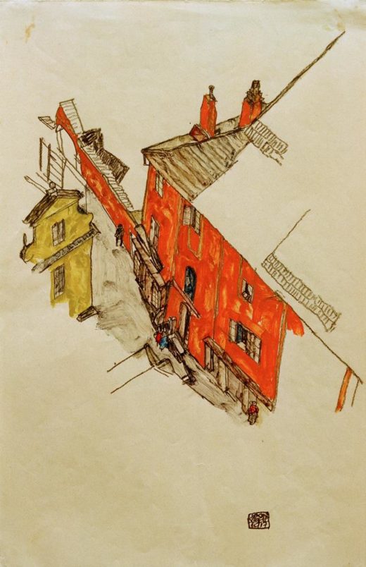 Egon Schiele „Motiv aus Krumau“ 30 x 46 cm 1