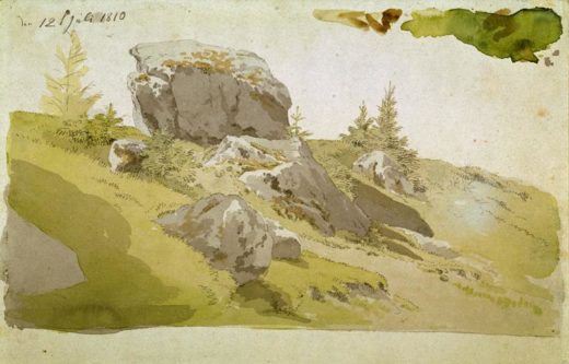 Caspar David Friedrich „Wiesenstück mit Felsen im Riesengebirge“  25 x 17 cm 1