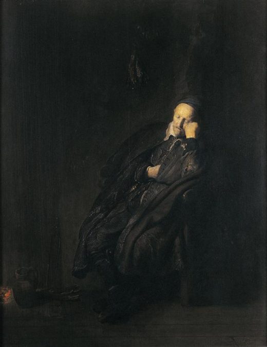 Rembrandt “Schlafender-alter-Mann-beim-Feuer“ 51.9 x 40