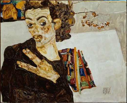 Egon Schiele „Selbstbildnis mit schwarzer Vase“ 34 x 28 cm 1