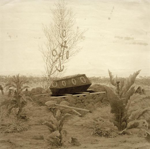 Caspar David Friedrich „Sarg auf einem frischen Grab“  39 x 39 cm 1