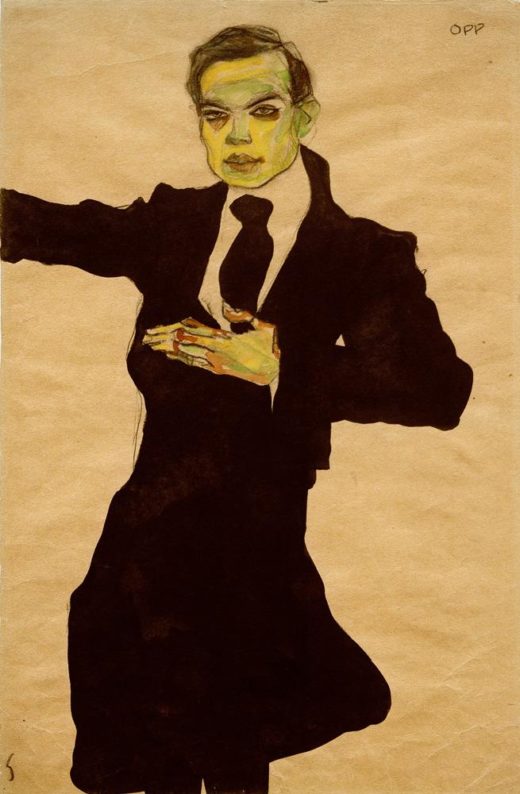 Egon Schiele „Der Maler Max Oppenheimer Kniestück“ 30 x 46 cm 1