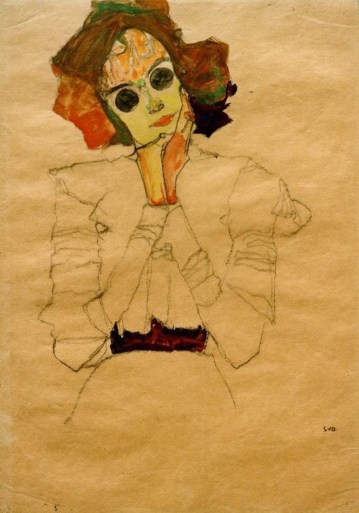 Egon Schiele „Mädchen mit Sonnenbrille Gertrude Schiele“ 31 x 45 cm 1