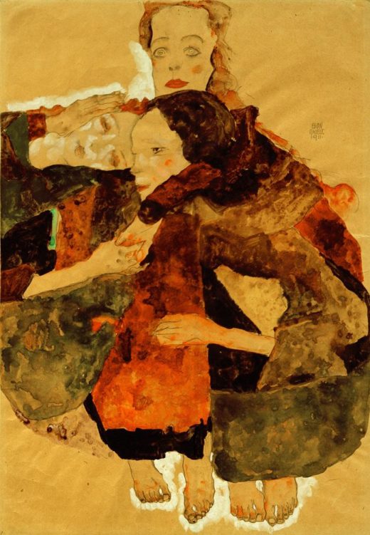 Egon Schiele „Gruppe von drei einander umschlungen Mädchen“ 31 x 44 cm 1