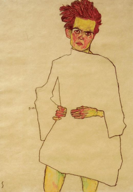 Egon Schiele „Selbstbildnis mit Hemd“ 32 x 45 cm 1