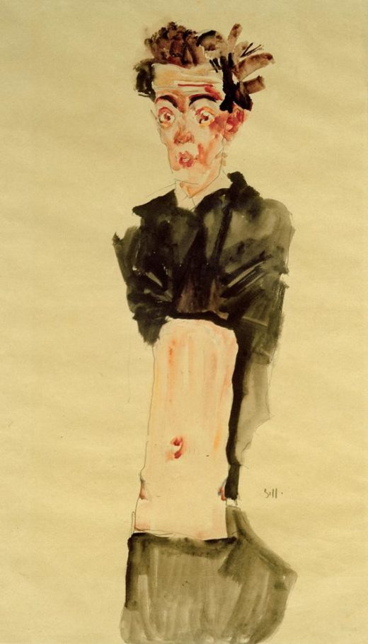 Egon Schiele „Selbstbildnis mit entblößtem Nabel“ 36 x 55 cm 1