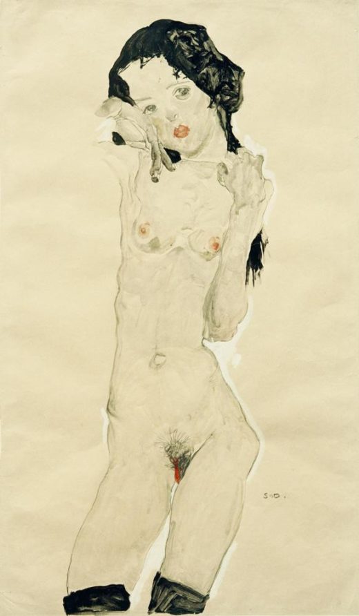 Egon Schiele „Schwarzhaariger Mädchenakt“ 33 x 56 cm 1