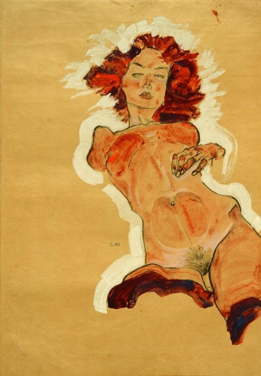 Egon Schiele „Weiblicher Akt zurückgelehnt“ 31 x 44 cm 1